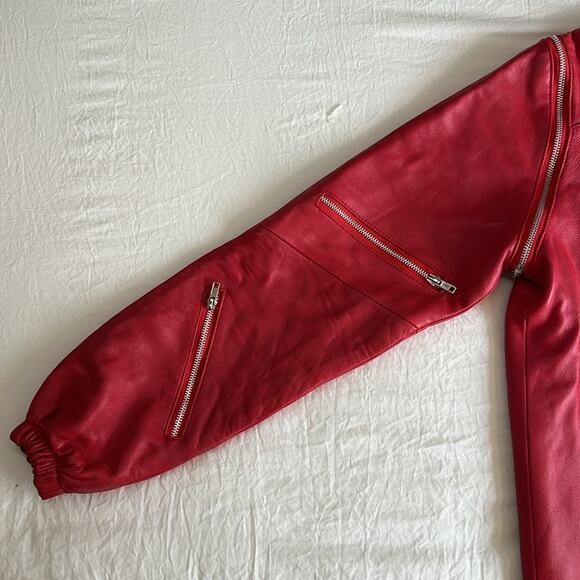 Unisex 2XL Red Leather Jacket with removable sleeves Michael Jackson Thriller - Picture 11 of 16